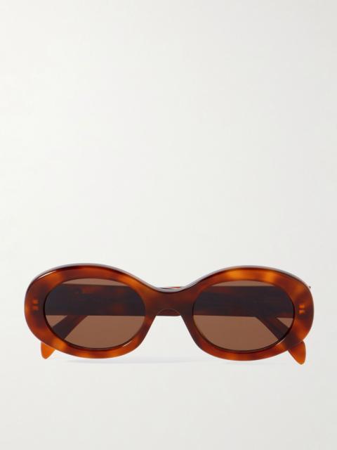 CELINE Triomphe oval-frame tortoiseshell acetate sunglasses Tortoiseshell