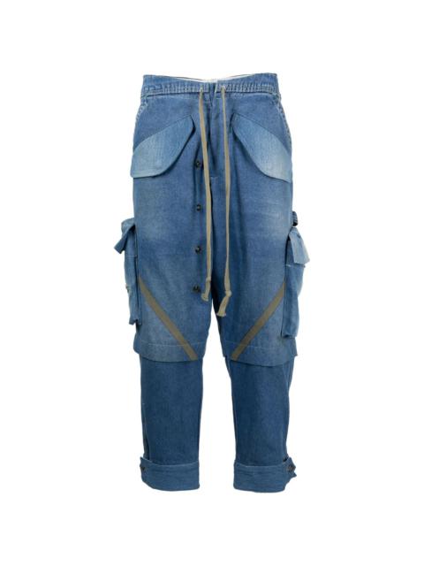 panelled washed jeans