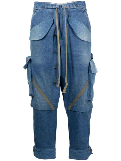 Greg Lauren panelled washed jeans