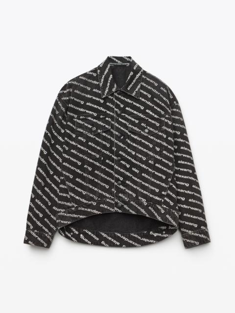 Alexander Wang FALLING BACK LOGO JACKET IN DARK DENIM