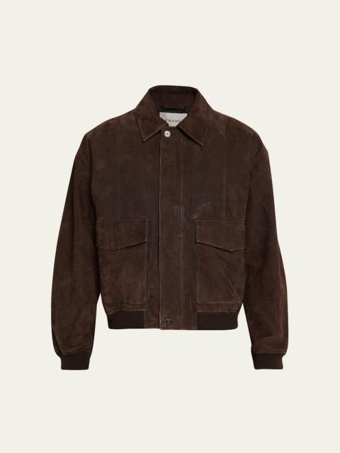 FRAME Men's Brown Leather Retro Jacket