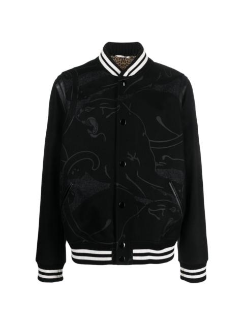 graphic-print wool bomber jacket