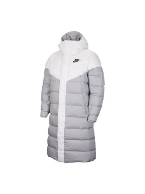 Nike Nike Sportswear Windrunner는 남자 회색 회색 AA8854-101를 위한 긴 Hoodie 아래로 재킷을 채웁니다
