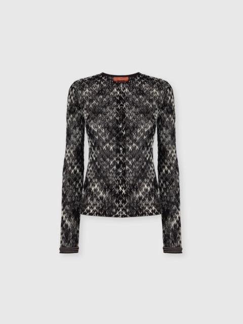 Missoni Slim crew neck cardigan in flame lace