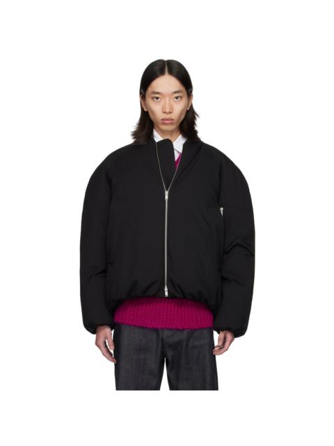 Jil Sander Black Zip Down Bomber Jacket