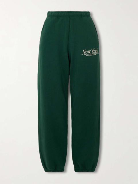 Sporty & Rich NY 94 printed cotton-jersey sweatpants Green