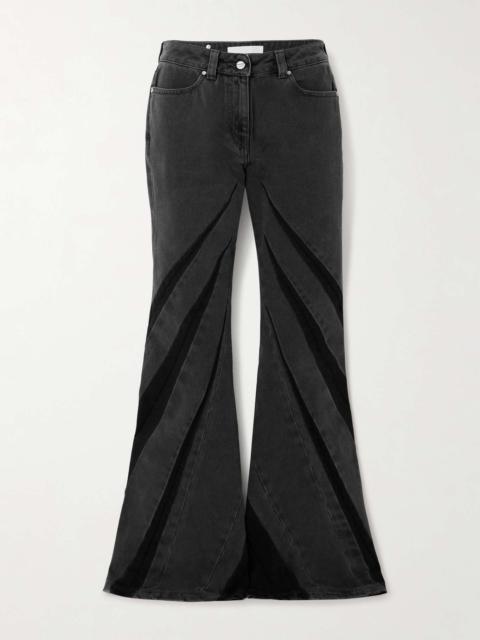 Paneled high-rise flared jeans