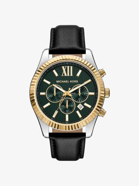 MICHAEL KORS Oversized Lexington Two-Tone and Leather Watch