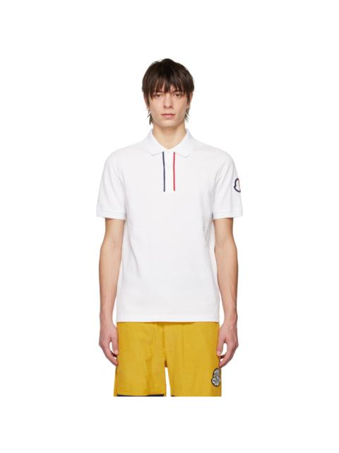 Moncler White Embroidered Polo