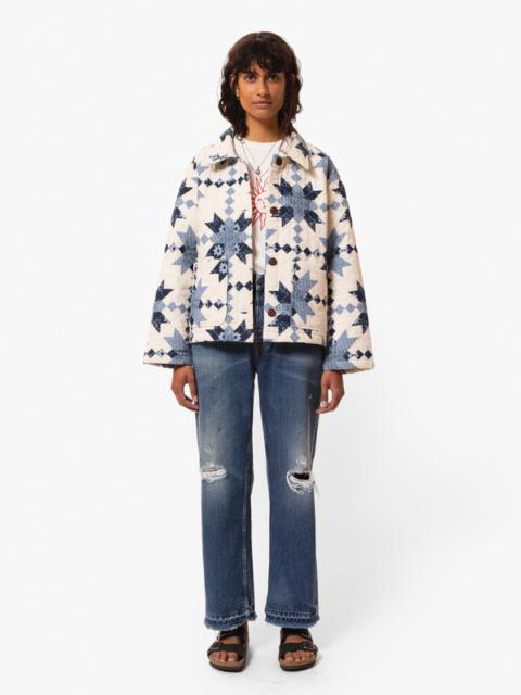 Signe Quilted Cotton Jacket Offwhite/Blue
