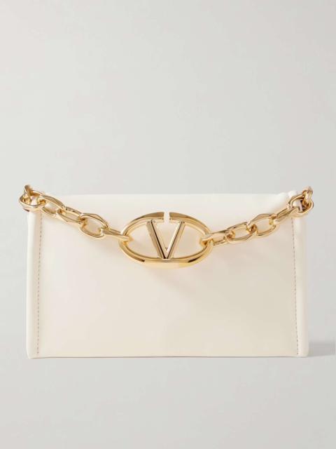 VLOGO Chain embellished leather clutch