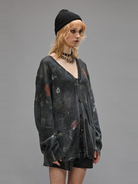 R13 BOYFRIEND CARDIGAN - BLACK FLORAL