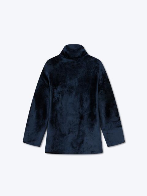 Nanushka CARESA - Velour knit funnel neck top - Navy