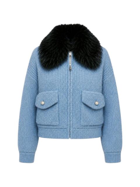 ESSENTIEL ANTWERP faux-fur collar ribbed-knit jacket