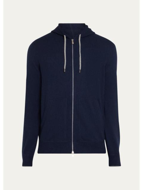 Brunello Cucinelli Men's Cashmere Zip-Front Hoodie