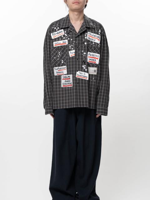Maison MIHARAYASUHIRO Embellished Sticker Long Sleeve Check Shirt