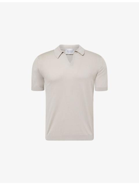 JOHN SMEDLEY Noah Sea Island Open-Collar Cotton Polo Top