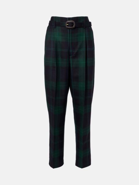 Polo Ralph Lauren Belted checked high-rise wool tapered pants