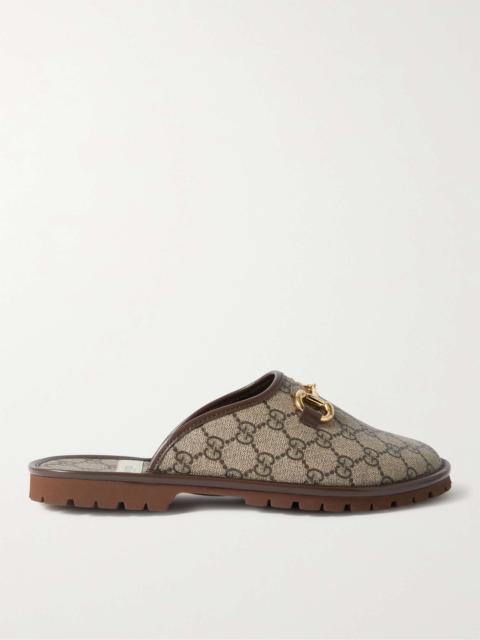 GUCCI Elea Horsebit Monogrammed Canvas Backless Loafers