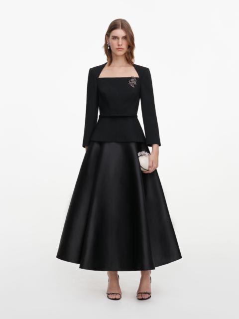 self-portrait Black Taffeta Brooch Midi Dress