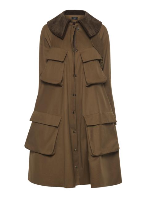 A.W.A.K.E. MODE Pocket-Detailed Long Flared Cotton Gabardine Trench Coat brown
