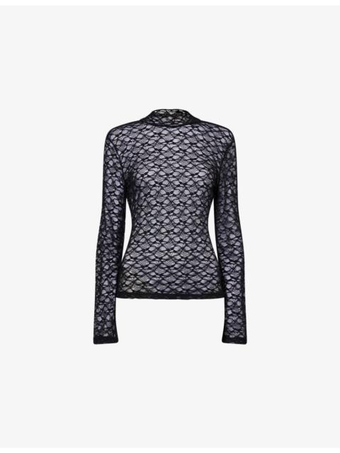 Reformation Nell Turtle-Neck Mesh Knit Top