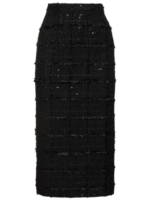 Alessandra Rich Sequined checked tweed midi skirt