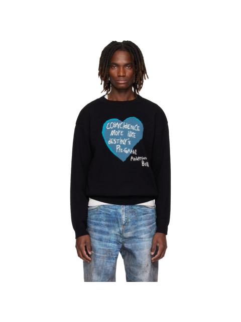 Andersson Bell Black Heart Message Crew-Neck Sweater