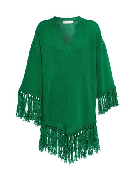 Valentino Fringe-trimmed virgin wool poncho