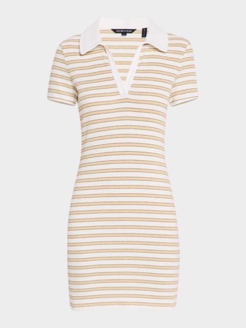VERONICA BEARD Bailey Stripe Short-Sleeve Polo Dress