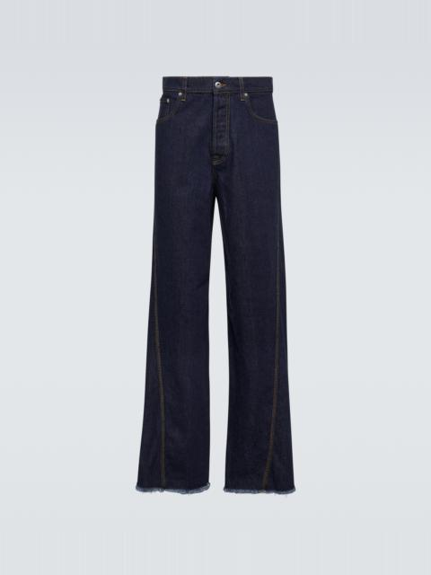 Lanvin Monogram-Pattern Straight-Leg Jeans