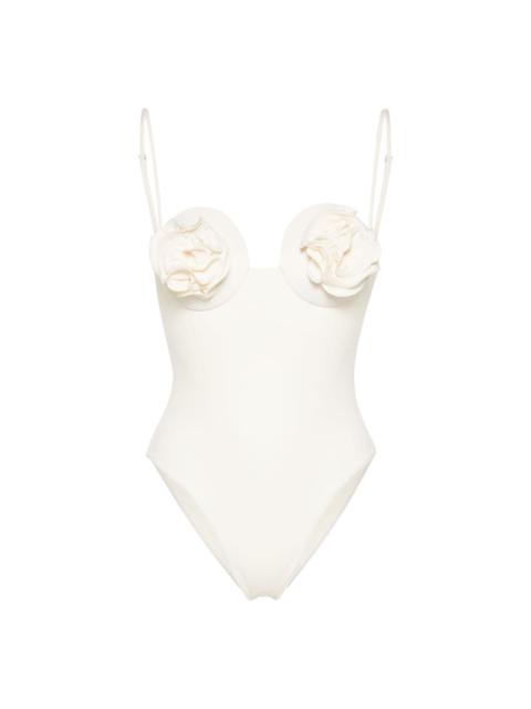 MAGDA BUTRYM rose-appliqué swimsuit