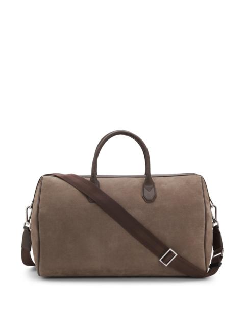 BOSS SUEDE DUFFEL BAG WITH METALLIC LOGO LETTERING