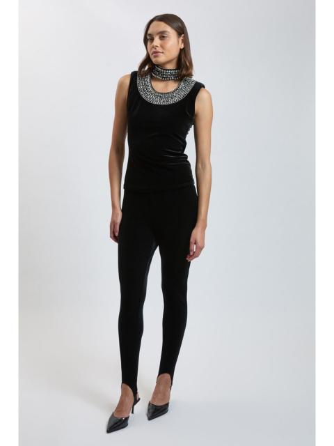 KAREN MILLEN Velvet Jersey Stirrup Leggings