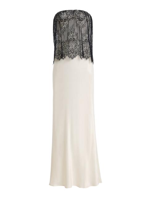 THIRD FORM Exclusive Visions Strapless Lace Satin Maxi Dress ivory