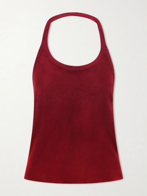 STOULS Cherry open-back suede halterneck tank Red