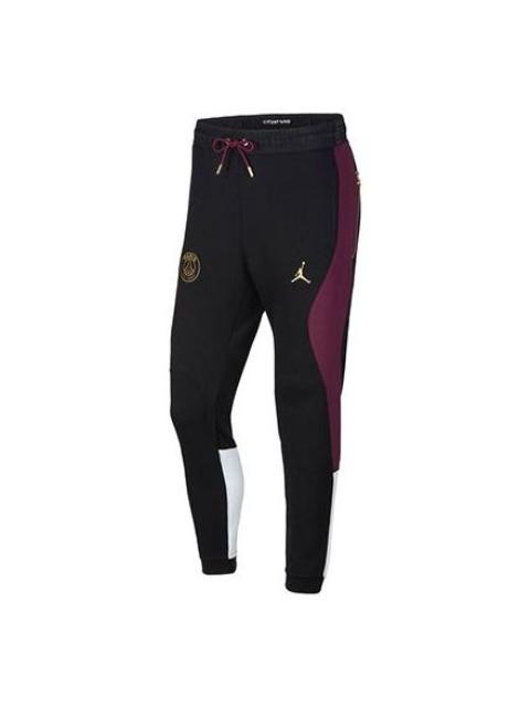 Jordan Air Jordan Paris Saint-Germain Colorblock Elastic Waistband Lacing Casual Sports Pants Black CK9658-