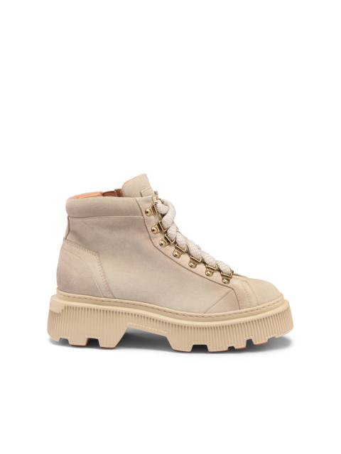 Santoni Women's beige suede hiking boot