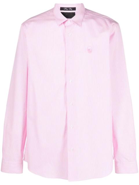 PHILIPP PLEIN skull-embroidered striped shirt