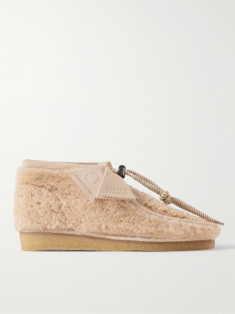 Moncler + Clarks 2 Moncler 1952 Wallabee Suede-Trimmed Faux Shearling Chukka Boots Beige
