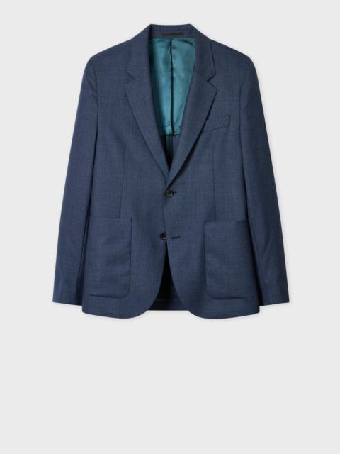 Paul Smith Navy Wool-Blend Micro-Check Blazer