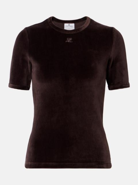 courrèges Cotton-blend velvet T-shirt