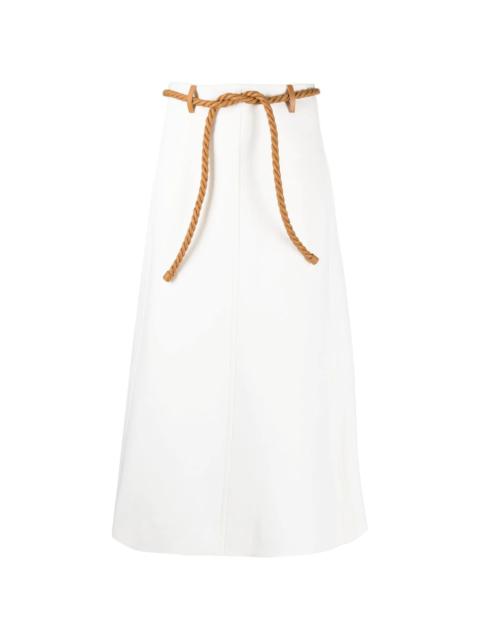 rope-style belted midi skirt