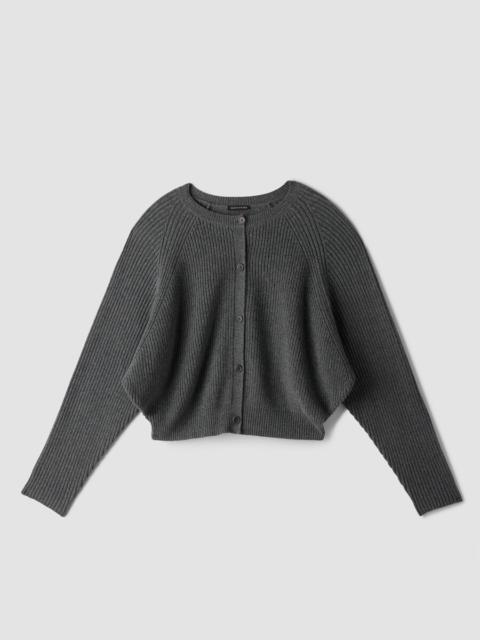 EILEEN FISHER Cotton & Recycled Cashmere Crew Neck Cardigan