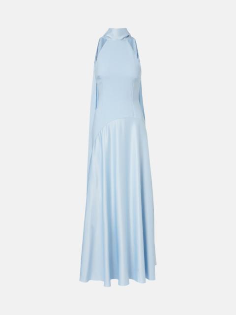 SOLACE LONDON Cece halterneck crêpe and satin gown