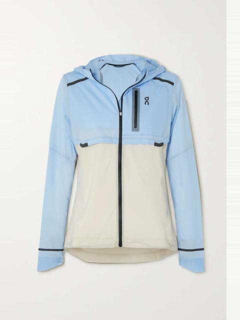 Weather hooded paneled recycled-ripstop jacket