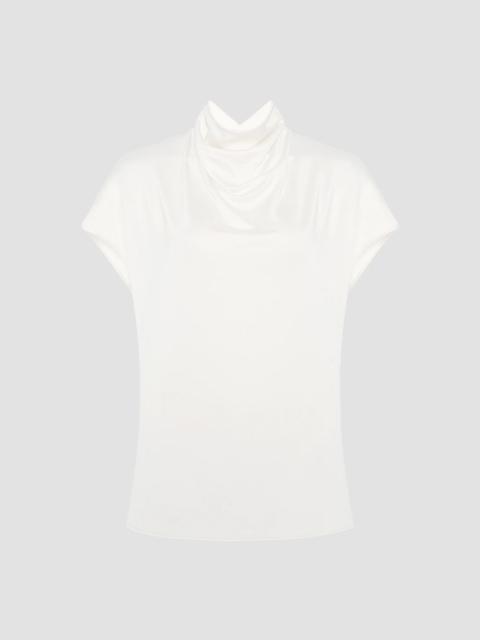 Another Tomorrow Women's Fluid Cowl Neck Top - Off White