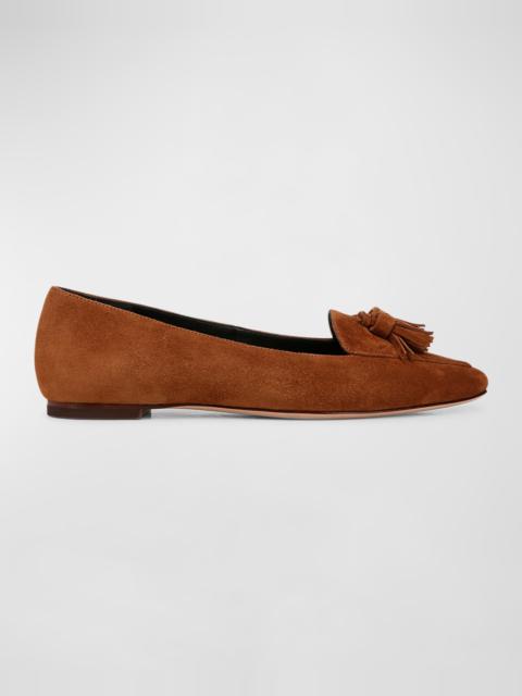 Cleo Suede Tassel Ballerina Loafers