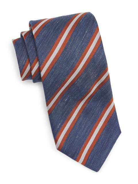 Canali Men's Striped Silk Tie - Navy
