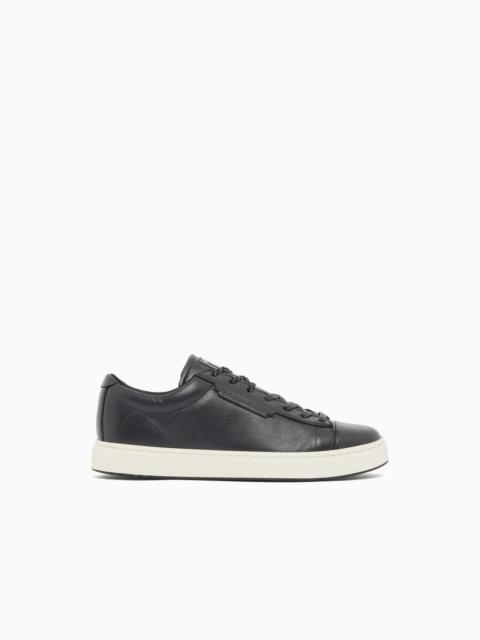 EMPORIO ARMANI TRAVEL ESSENTIALS LEATHER SNEAKERS
